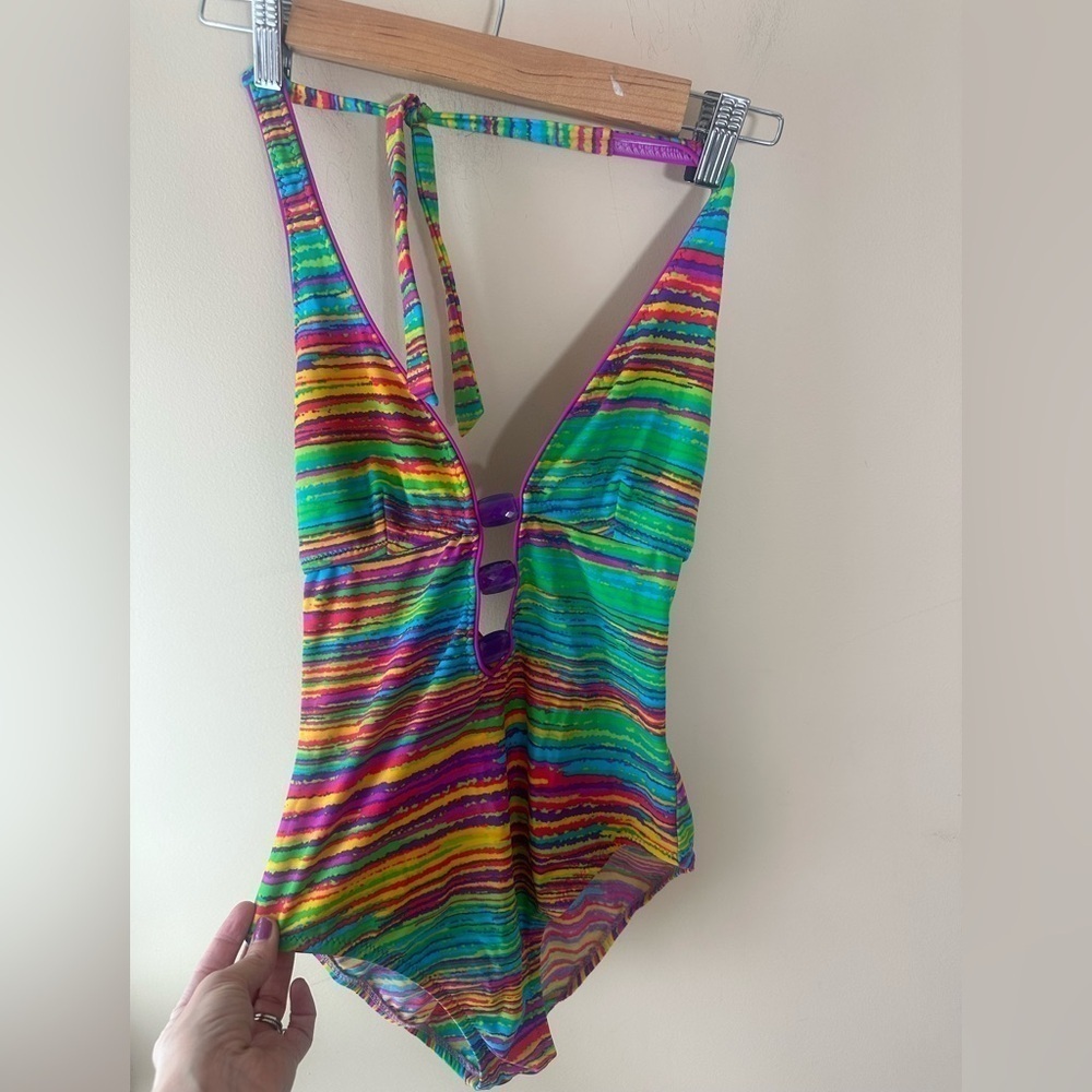 Allen B.  Swim One Piece Y2K Colorful  Swim Suit Size 8